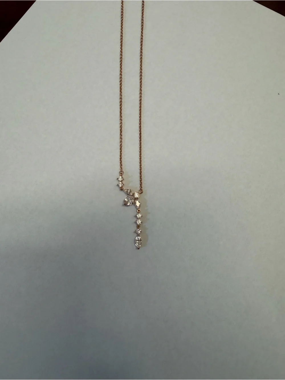 Pandora Rose Gold Drop Necklace with Clear Stones - Picture 3 of 4